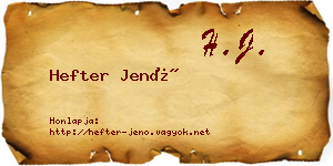Hefter Jenő névjegykártya